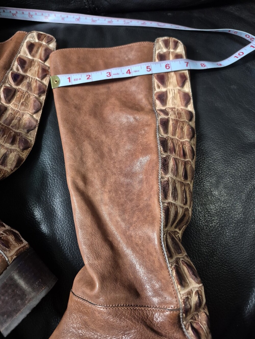 STUART WEITZMAN CROC HORNBACK LEATHER KNEE HIGH BOOTS ✨ - Picture 10 of 11